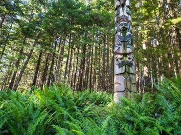 Native Alaska Totem in Forest