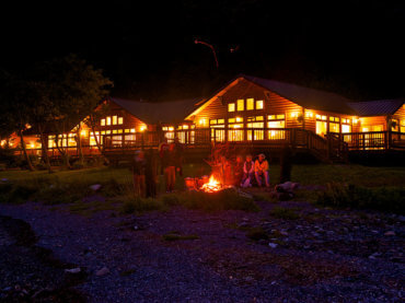 Orca Point Lodge Campfire in Evening
