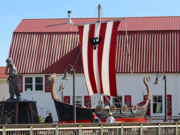 Replica Viking Boat in Harbor