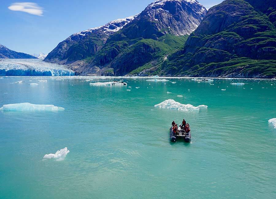 Small Boat Excursion Near Icebergs