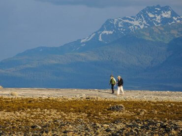 Walking on a Sandbar at Orca Point Lodge